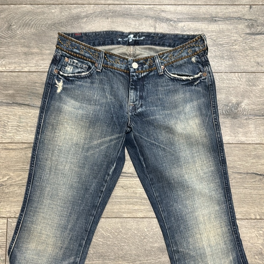 • 7 For All Mankind • Women’s Flare jeans Studded Detail A Pocket Style Blue 30 - Picture 3 of 4